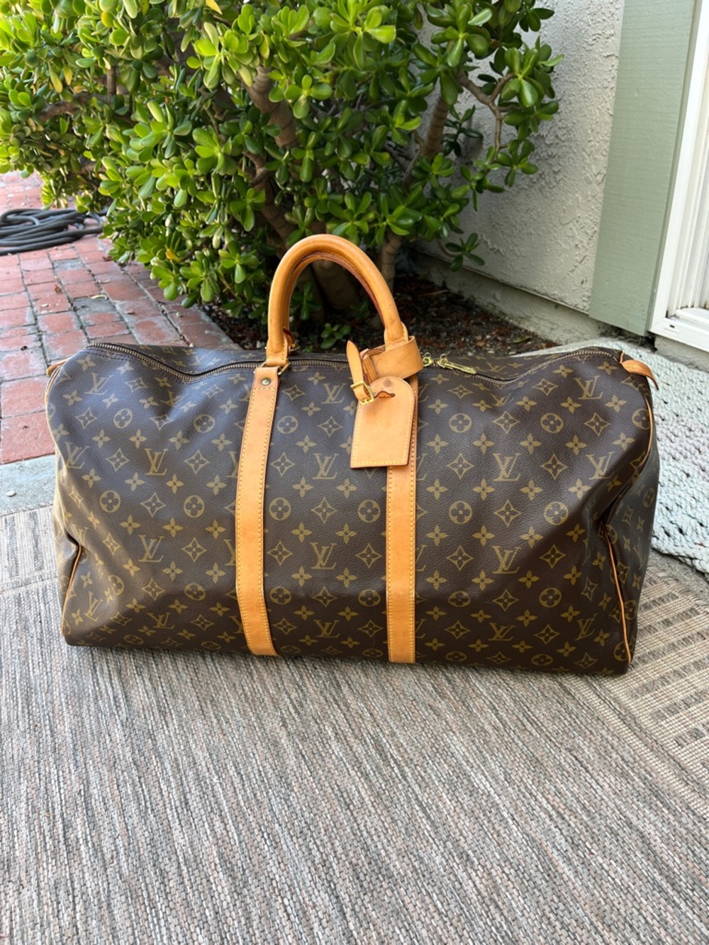 Louis Vuitton Monogram Keepall  55 CM Duffle Lock Key  Luggage Tag